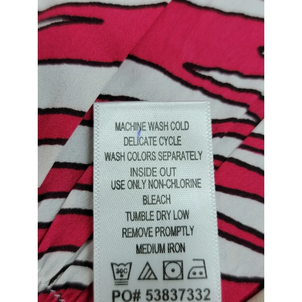 Roaman's Womens 30W Tunic Top Pink Floral Abstract Zebra V-Neck Lightweight